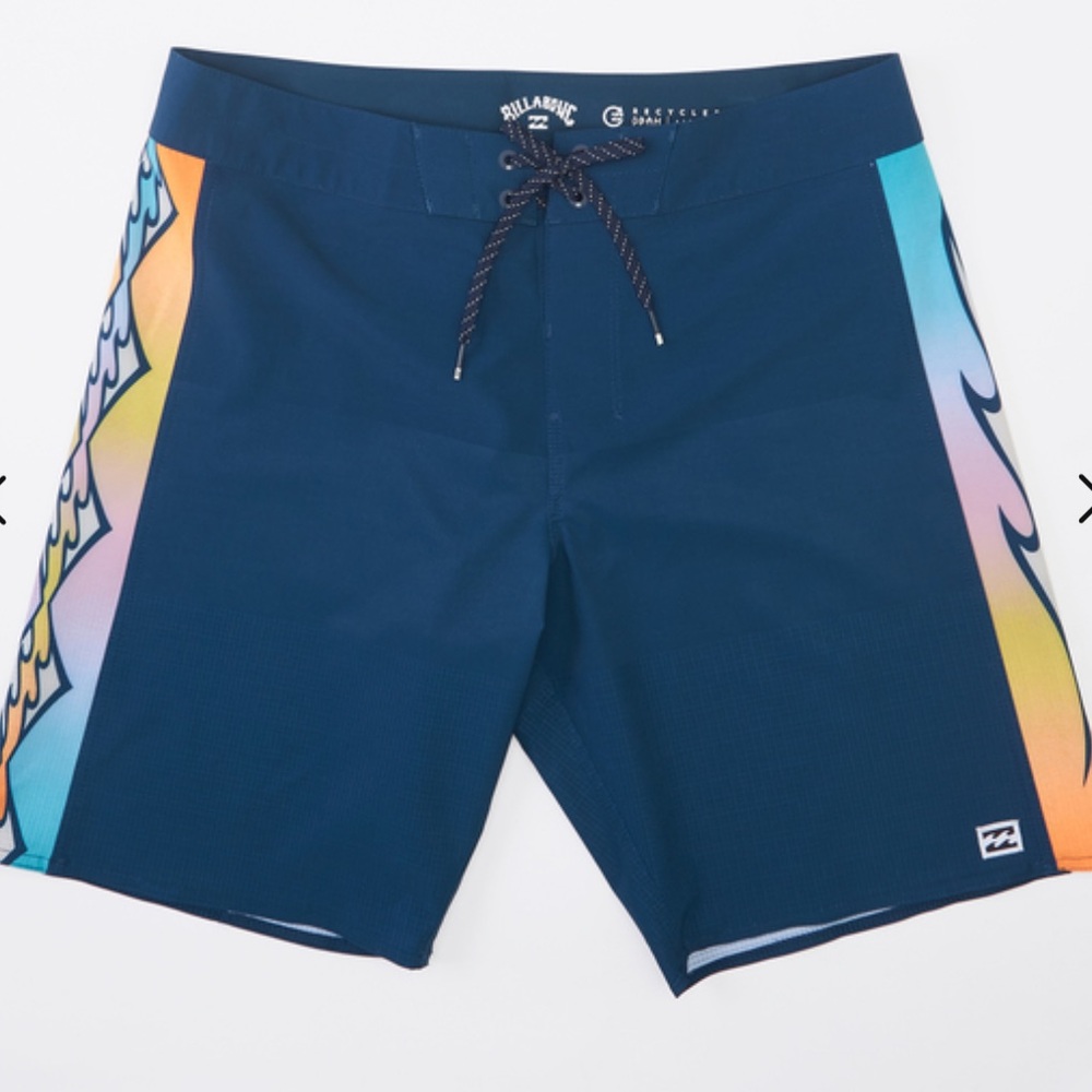 Billabong Men's Navy Swim Shorts with Multicolor Panels